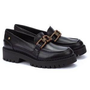 NWT Pikolinos AVILES Leather Platform Loafers Black Sz 38 (US 7,5-8)